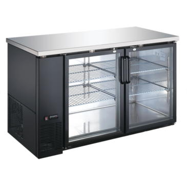 Admiral Craft USBB-5928G Black 2 Glass Door Refrigerated Back Bar Storage Cabinet, 115 Volts