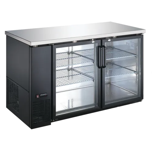 Admiral Craft USBB-5928G Black 2 Glass Door Refrigerated Back Bar Storage Cabinet, 115 Volts