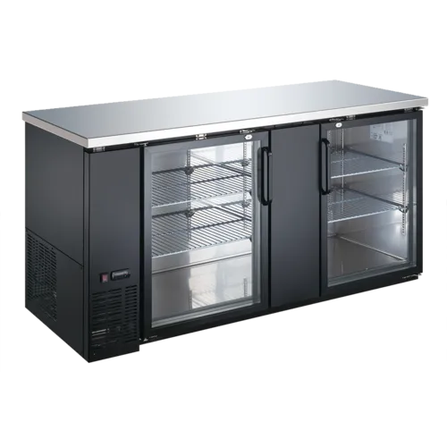 Admiral Craft USBB-6928G Black 2 Glass Door Refrigerated Back Bar Storage Cabinet