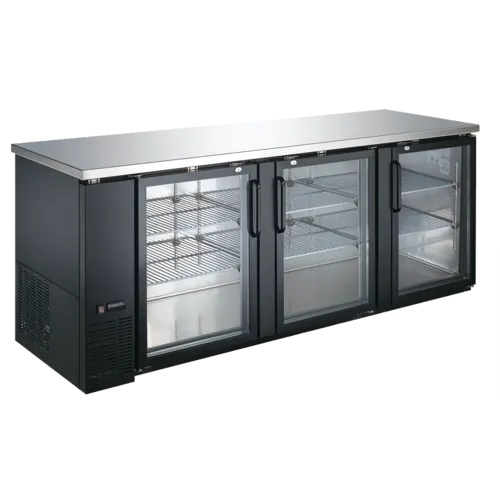 Admiral Craft USBB-9028G Black 3 Glass Door Refrigerated Back Bar Storage Cabinet