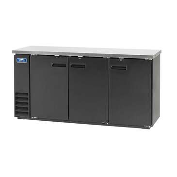 Arctic Air ABB72 Black 3 Solid Door Refrigerated Back Bar Storage Cabinet, 115 Volts