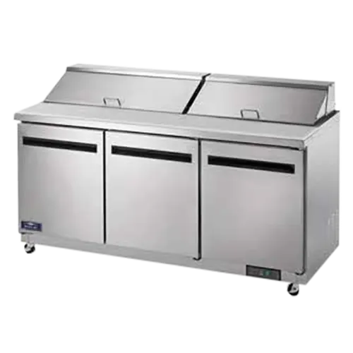 Arctic Air AST72R 71.5'' 3 Door Counter Height Refrigerated Sandwich / Salad Prep Table with Standard Top