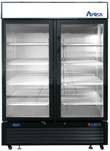 Atosa USA, Inc. Atosa USA MCF8723GR 54.40'' Black 2 Section Swing Refrigerated Glass Door Merchandiser