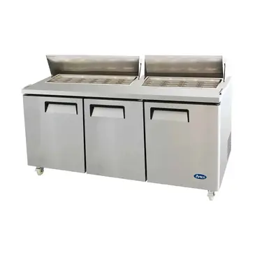 Atosa USA, Inc. Atosa USA MSF8308GR 72.69'' 3 Door Counter Height Mega Top Refrigerated Sandwich / Salad Prep Table