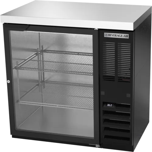 Beverage Air BB36HC-1-G-B-27 Black 1 Glass Door Refrigerated Back Bar Storage Cabinet, 115 Volts
