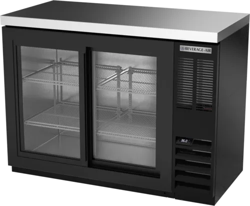 Beverage Air BB48HC-1-F-GS-B-27 Black 2 Glass Door Refrigerated Back Bar Storage Cabinet, 115 Volts