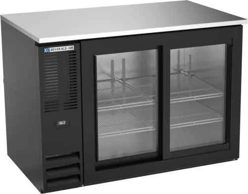 Beverage Air BB48HC-1-F-GS-B Black 2 Glass Door Refrigerated Back Bar Storage Cabinet