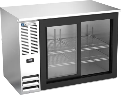 Beverage Air BB48HC-1-F-GS-S Black 2 Glass Door Refrigerated Back Bar Storage Cabinet