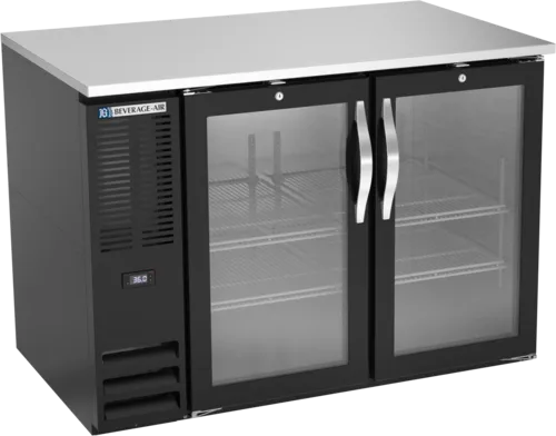 Beverage Air BB48HC-1-FG-B Black 2 Glass Door Refrigerated Back Bar Storage Cabinet