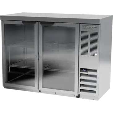 Beverage Air BB48HC-1-FG-S-27 Silver 2 Glass Door Refrigerated Back Bar Storage Cabinet, 115 Volts