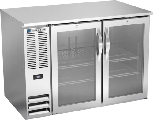 Beverage Air BB48HC-1-G-S Black 2 Glass Door Refrigerated Back Bar Storage Cabinet