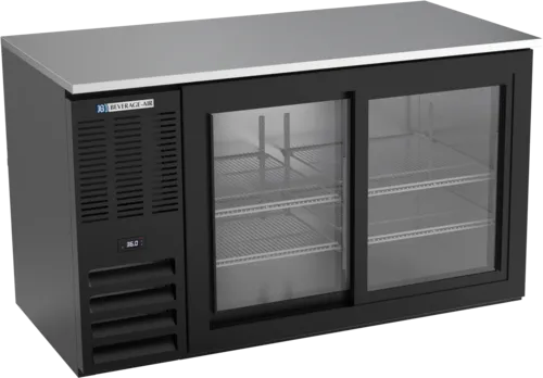 Beverage Air BB58HC-1-F-GS-B Black 2 Glass Door Refrigerated Back Bar Storage Cabinet