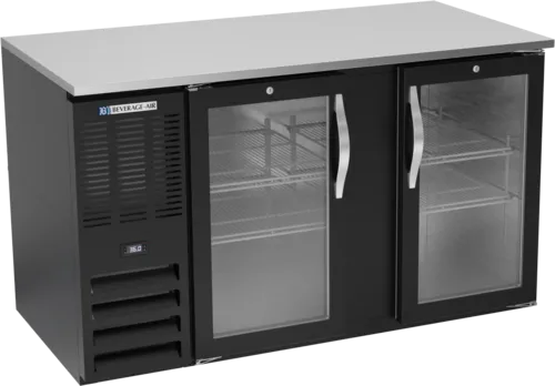 Beverage Air BB58HC-1-G-B Black 2 Glass Door Refrigerated Back Bar Storage Cabinet