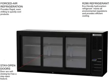 Beverage Air BB72HC-1-F-GS-B Black 3 Glass Door Refrigerated Back Bar Storage Cabinet, 115 Volts