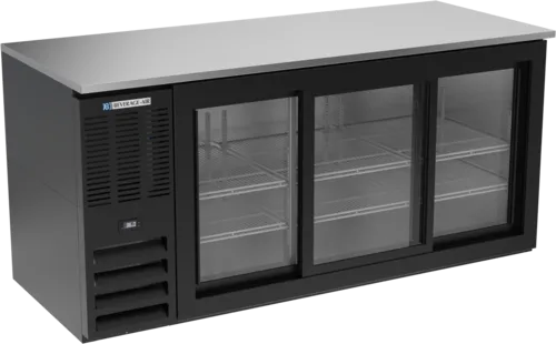 Beverage Air BB72HC-1-F-GS-B Black 3 Glass Door Refrigerated Back Bar Storage Cabinet