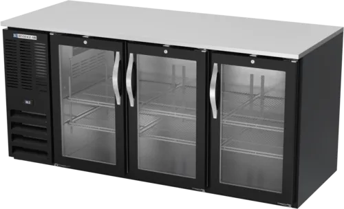 Beverage Air BB72HC-1-G-B Black 3 Glass Door Refrigerated Back Bar Storage Cabinet
