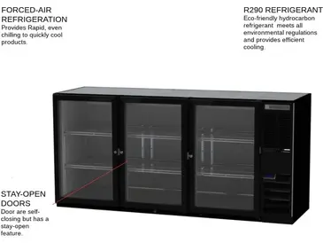 Beverage Air BB72HC-1-G-S Silver 3 Glass Door Refrigerated Back Bar Storage Cabinet, 115 Volts