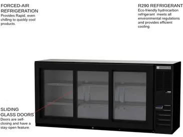 Beverage Air BB72HC-1-GS-S Black 3 Glass Door Refrigerated Back Bar Storage Cabinet, 115 Volts
