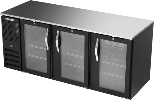 Beverage Air BB78HC-1-G-B Black 3 Glass Door Refrigerated Back Bar Storage Cabinet