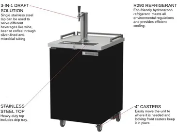 Beverage Air BM23HC-B 1 Tap 1/2 Barrel Draft Beer Cooler - Black, 1 Keg Capacity, 115 Volts