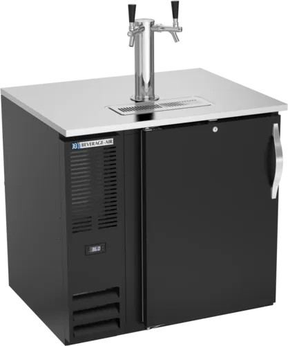 Beverage Air DD36HC-1-B 2 Taps 1/2 Barrel Draft Beer Cooler - Black, 1 Keg Capacity