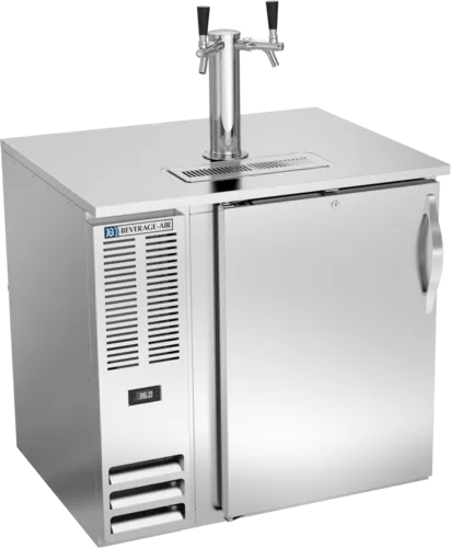 Beverage Air DD36HC-1-S 2 Taps 1/2 Barrel Draft Beer Cooler - Stainless Steel, 1 Keg Capacity