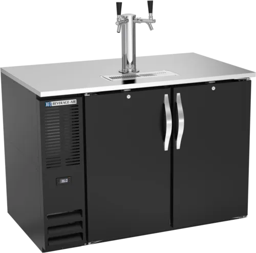 Beverage Air DD48HC-1-B 2 Taps 1/2 Barrel Draft Beer Cooler - Black, 2 Kegs Capacity