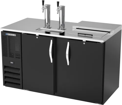 Beverage Air DD58HC-1-C-B 2 Taps 1/2 Barrel Draft Beer Cooler - Black, 3 Kegs Capacity