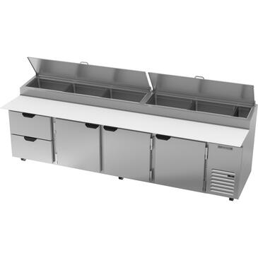 Beverage Air DPD119HC-2 119'' 3 Door 2 Drawer Counter Height Refrigerated Pizza Prep Table