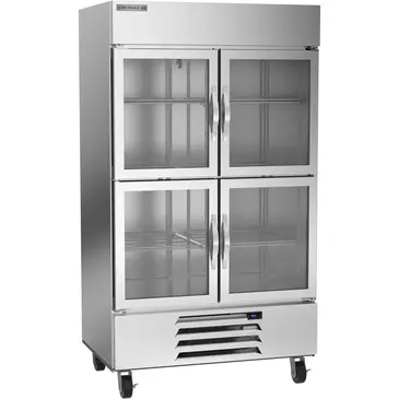 Beverage Air HBR44HC-1-HG 47'' 40.2 cu. ft. Bottom Mounted 2 Section Glass Half Door Reach-In Refrigerator