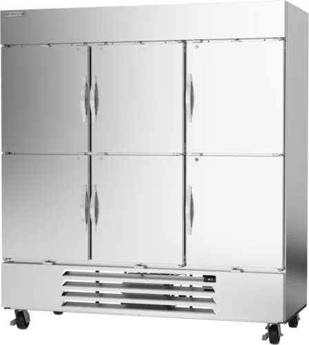 Beverage Air HBR72HC-1-HS 75'' 68.93 cu. ft. Bottom Mounted 3 Section Solid Half Door Reach-In Refrigerator
