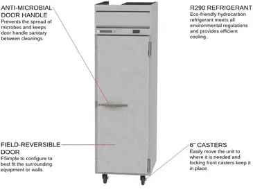 Beverage Air HR1HC-1S 26'' 17.02 cu. ft. Top Mounted 1 Section Solid Door Reach-In Refrigerator