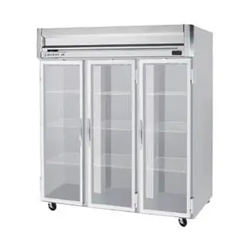 Beverage Air HRS3HC-1G 78.00'' 71.52 cu. ft. Top Mounted 3 Section Glass Door Reach-In Refrigerator