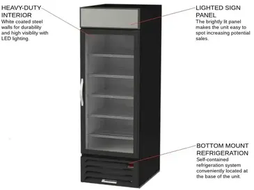 Beverage Air MMF23HC-1-B 27'' 22.5 cu. ft. 1 Section Black Glass Door Merchandiser Freezer