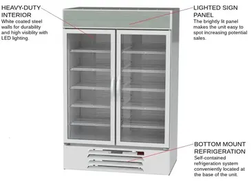 Beverage Air MMF49HC-1-W 52'' 46.2 cu. ft. 2 Section Silver Glass Door Merchandiser Freezer