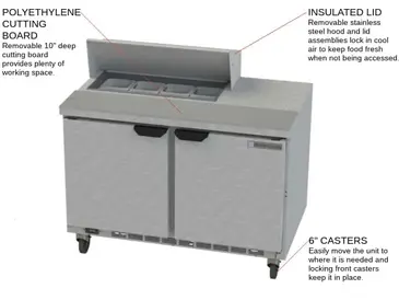 Beverage Air SPE48HC-08 48'' 2 Door Counter Height Refrigerated Sandwich / Salad Prep Table with Standard Top
