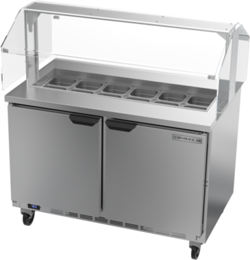 Beverage Air SPE48HC-12-SNZ 48'' 2 Door Counter Height Refrigerated Sandwich / Salad Prep Table with Mega Top