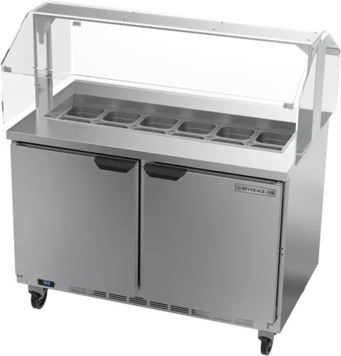 Beverage Air SPE48HC-12-SNZ 48'' 2 Door Counter Height Refrigerated Sandwich / Salad Prep Table with Mega Top