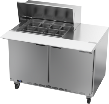 Beverage Air SPE48HC-12M 48'' 2 Door Counter Height Mega Top Refrigerated Sandwich / Salad Prep Table