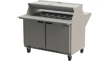 Beverage Air SPE48HC-18M-DS 48'' 2 Door Counter Height Mega Top Refrigerated Sandwich / Salad Prep Table