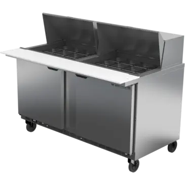 Beverage Air SPE60HC-24M 60'' 2 Door Counter Height Mega Top Refrigerated Sandwich / Salad Prep Table