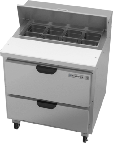Beverage Air SPED32HC-08-2 32'' 2 Drawer Counter Height Refrigerated Sandwich / Salad Prep Table with Standard Top