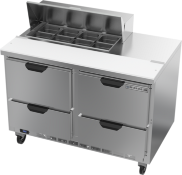 Beverage Air SPED48HC-08-4 48'' 4 Drawer Counter Height Refrigerated Sandwich / Salad Prep Table with Standard Top