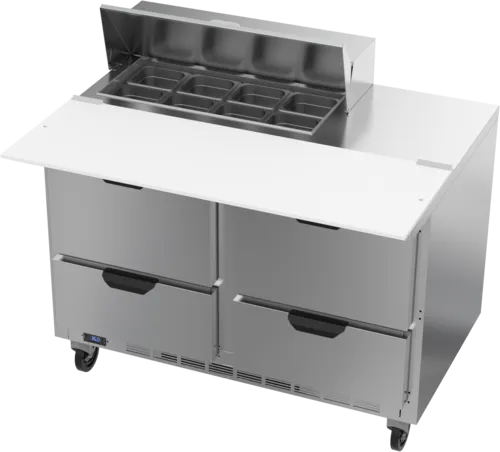 Beverage Air SPED48HC-08C-4 48'' 4 Drawer Counter Height Refrigerated Sandwich / Salad Prep Table with Cutting Top