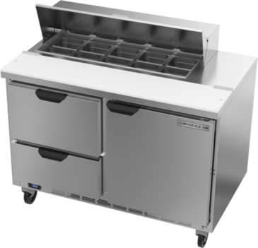Beverage Air SPED48HC-10-2 48'' 1 Door 2 Drawer Counter Height Refrigerated Sandwich / Salad Prep Table with Standard Top
