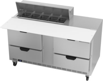 Beverage Air SPED60HC-10C-4 60'' 4 Drawer Counter Height Refrigerated Sandwich / Salad Prep Table with Cutting Top