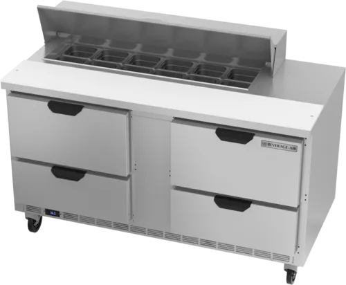 Beverage Air SPED60HC-12-4 60'' 4 Drawer Counter Height Refrigerated Sandwich / Salad Prep Table with Standard Top