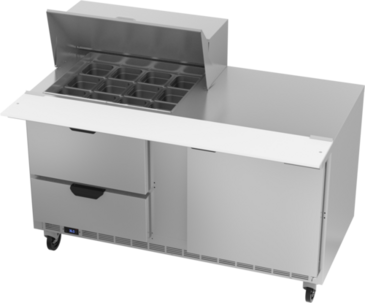 Beverage Air SPED60HC-12M-2 60'' 1 Door 2 Drawer Counter Height Mega Top Refrigerated Sandwich / Salad Prep Table