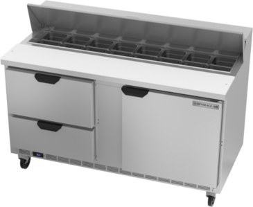 Beverage Air SPED60HC-16-2 60'' 1 Door 2 Drawer Counter Height Refrigerated Sandwich / Salad Prep Table with Standard Top