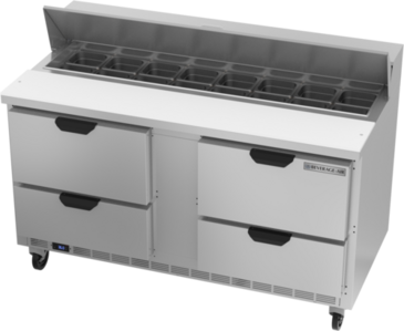 Beverage Air SPED60HC-16-4 60'' 4 Drawer Counter Height Refrigerated Sandwich / Salad Prep Table with Standard Top